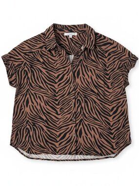 Rose + Olive Tiger Print Short-Sleeve Blouse